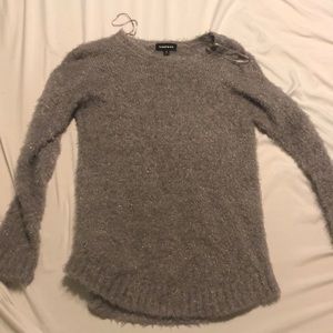 Gray sparkly fuzzy sweater